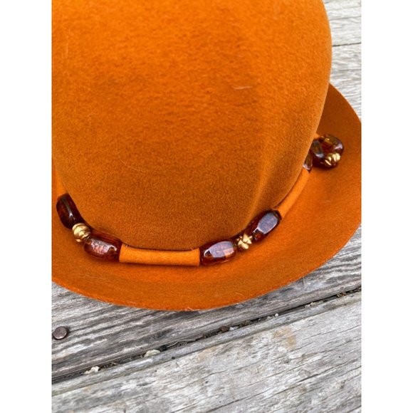 Vintage 1960s Wool Felt Bucket Hat Beaded Band Mr Johns Classic - Picture 9 of 14
